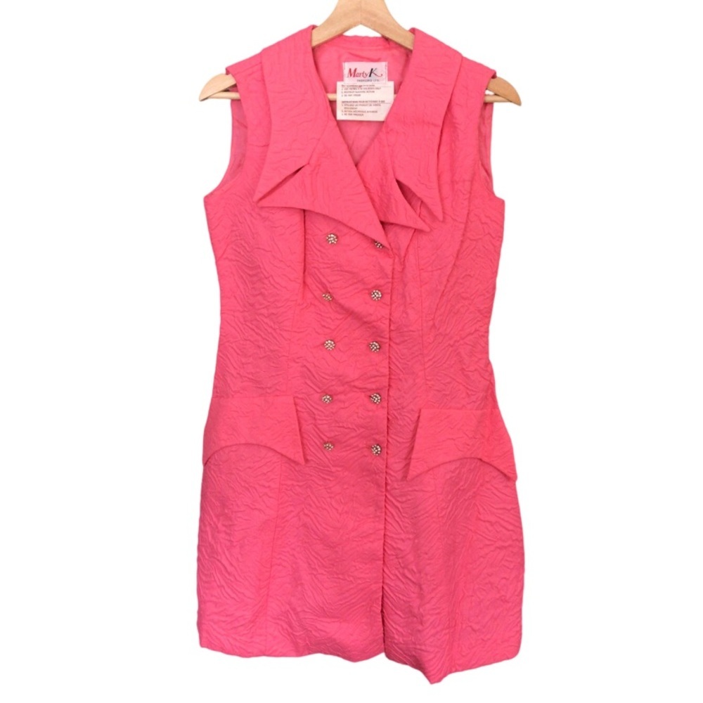 Vintage Marty K Fashions LTD. Hot Coral Dress With Collar Estimated Fit Medium